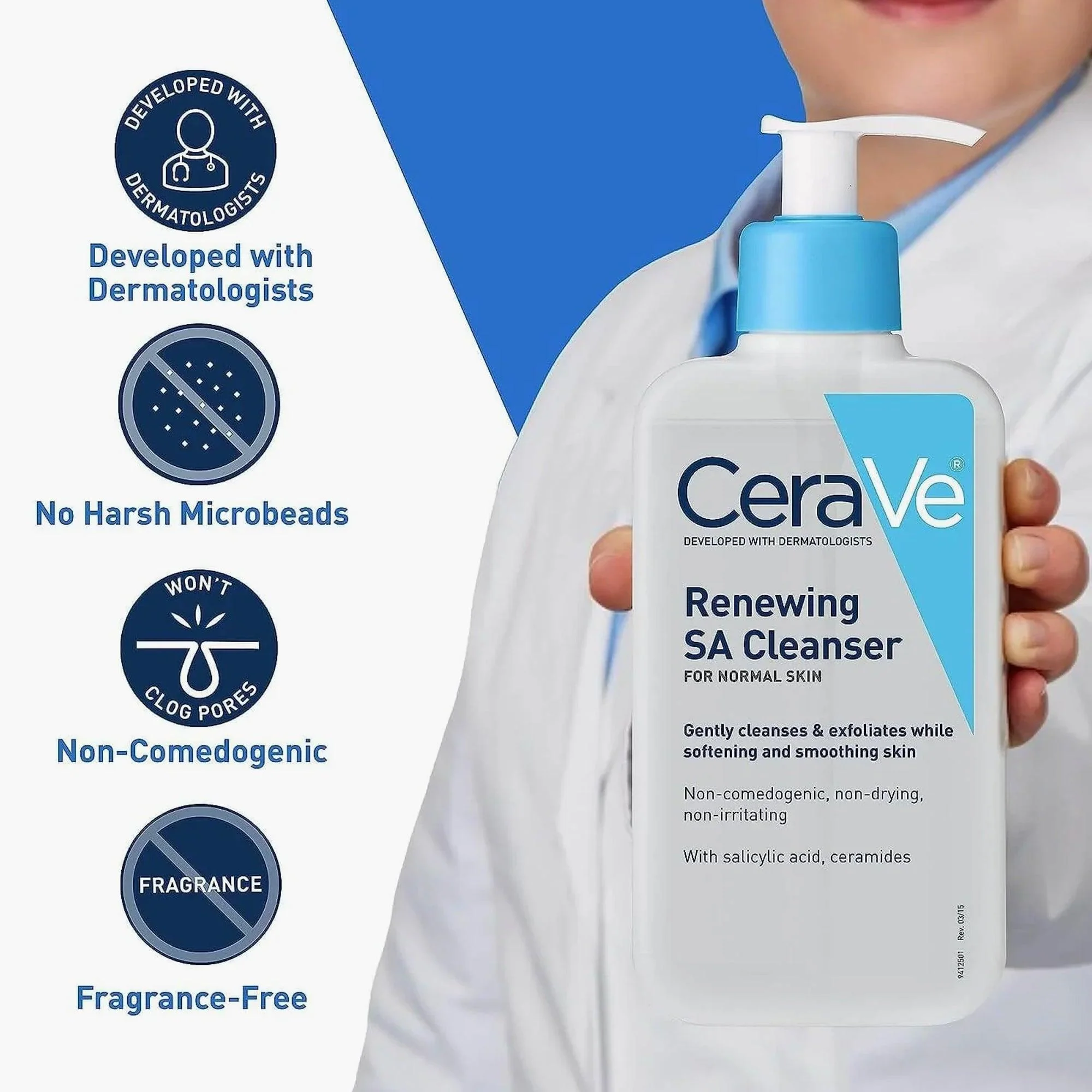 CeraVe Renewing SA Cleanser For Normal Skin 237ml - Image 3