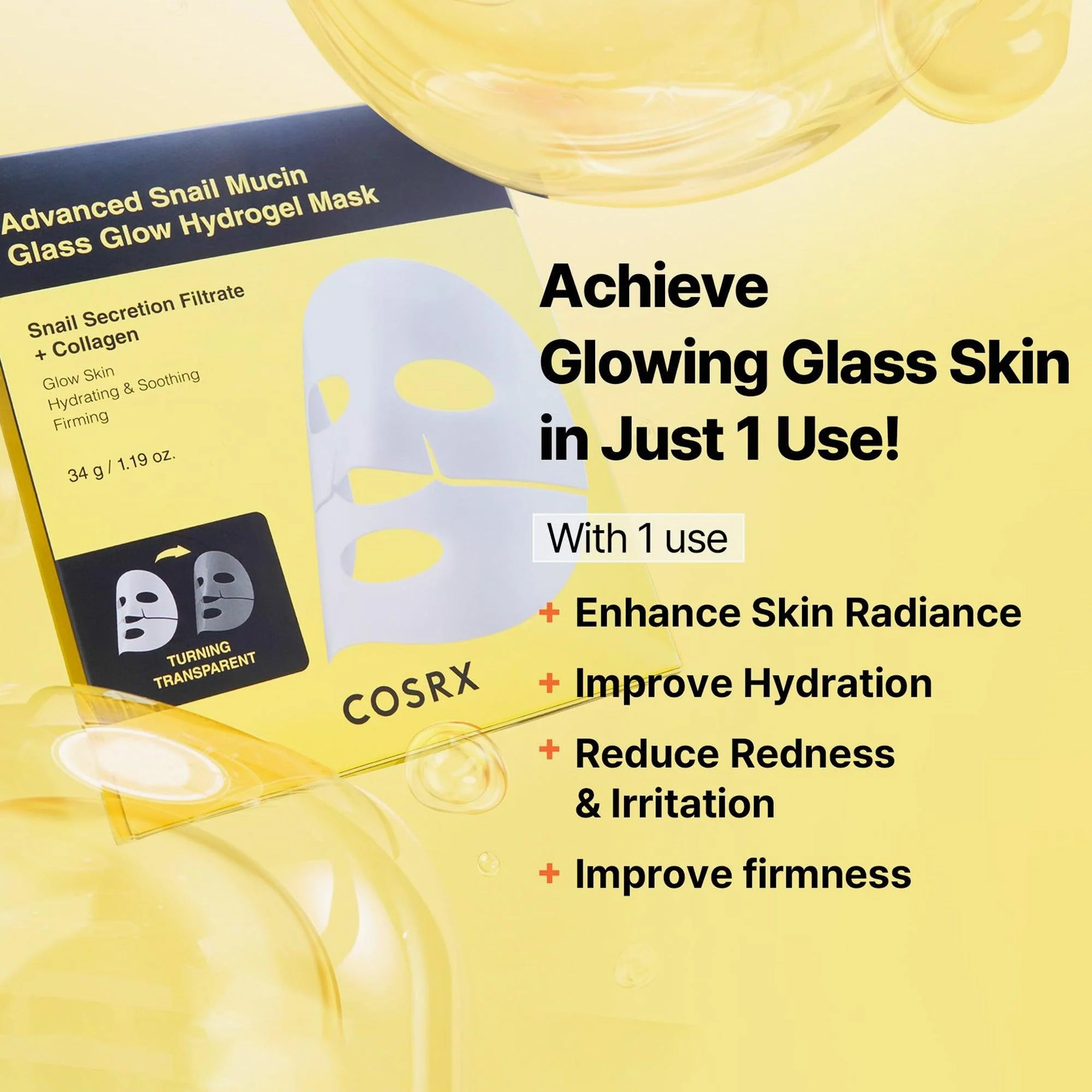 COSRX Advanced Snail Glass Glow Hydrogel Mask 1 Piece - Image 4