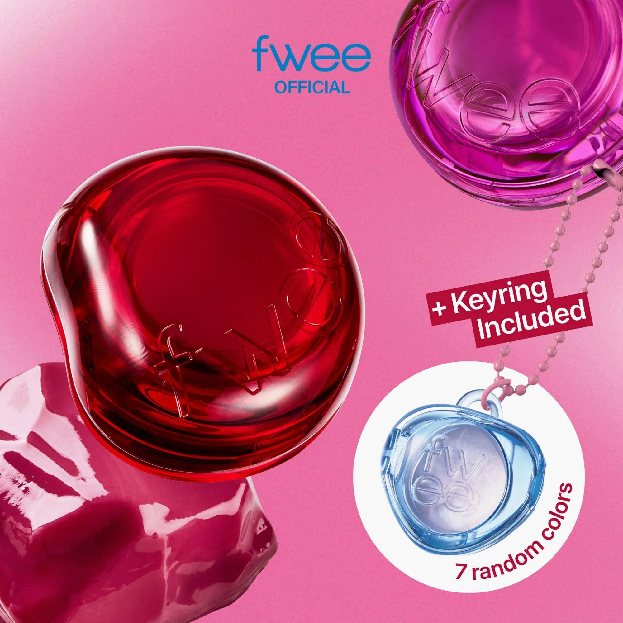 Fwee Lip & Cheek Glowy Jelly Pot & Keyring Set JM01 Compote 4gm - Image 6